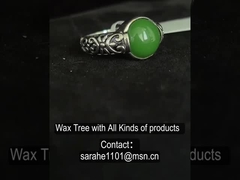 حلقات 925 فضية محفورة حلقات 10x10 ملم دائرية ذات شكل خضراء داكنة حلقة اليشم