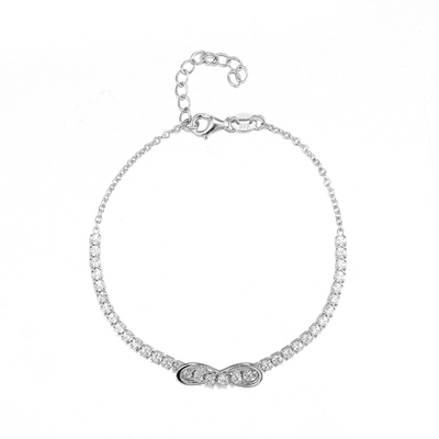 Bowknot Mosaic 925 Silver CZ Bracelet 9.58g كارتييه جوست أون كلو سوار الماس