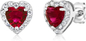 طقم زفاف نسائي من الفضة الإسترليني عيار 925 أقراط على شكل قلب أحمر من زركونيا ومجموعة قلادة