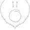 طقم مجوهرات نسائي من الفضة عيار 925 مكون من قلادة وحلق وسوار من الكريستال