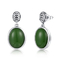 الجملة البيضاوي الشكل الأخضر أقراط حجر الزمرد 2.00g الفضة للفتيات السيدات النساء