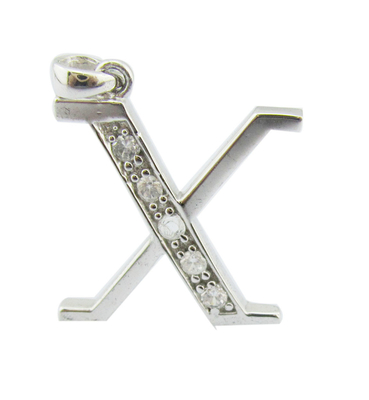 حرف V 18K الذهب الماس الحروف الأبجدية الحروف القلادة مع 1.5mm الزركونيا (S925 شعار مخصص)