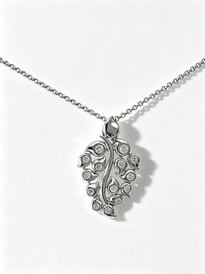White Rhodium 925 Silver CZ Pendant  Blooming Cute Grape Pendant with Rolo Chain Jewellery Factory White AAA Bezel CZ Stones  22*17.5mm Size 5.35g Total Weight Necklace Grape