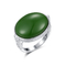القوس المولد خاتم اليشم الأخضر الفضة الاسترليني 16x20mm شكل بيضاوي