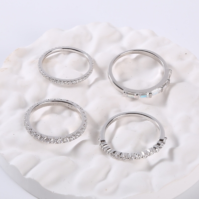 1.30g 925 CZ خاتم الخطوبة للجنسين الفضة خواتم الزفاف للزوجين