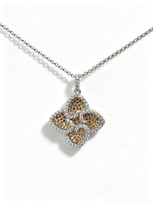 925 فضة استرلينج شامبانيا داكنة بيضاء ملونة CZ وضع AAA CZ Dangle Pendant 4 شكل ورقة يرمز إلى الرخاء طول العمر والمناسبة لمجموعات المجوهرات الأنيقة ، مجموعة المجوهرات المحظوظة