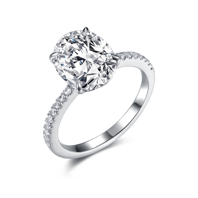 خواتم بيضاوية 925 فضية تشيكوسلوفاكيا 8x10mm خواتم خطوبة زركونيا مكعبة